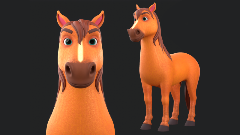 Horse Cartoon 3D Model .c4d .max .obj .3ds .fbx .stl .blend