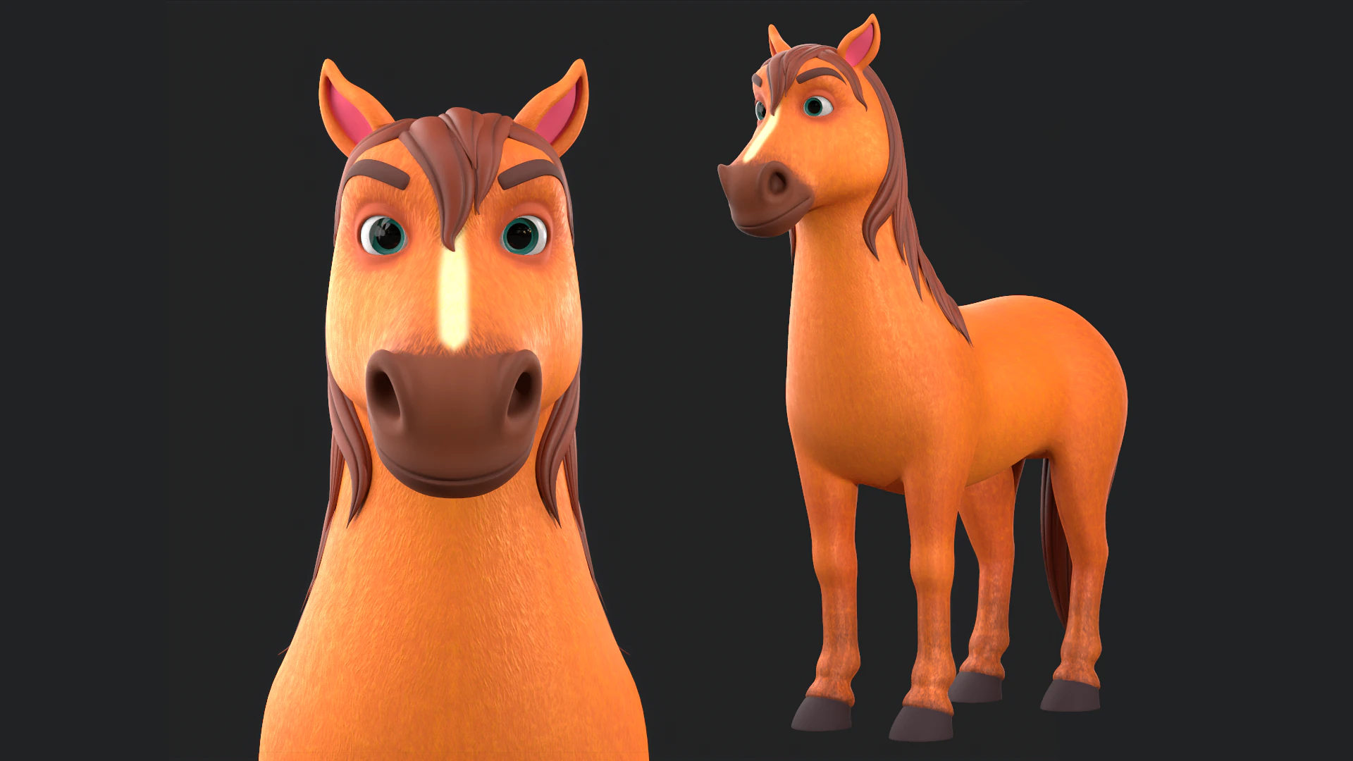 Pferde-Cartoon 3D Modell .c4d .max .obj .3ds .fbx .stl .blend 