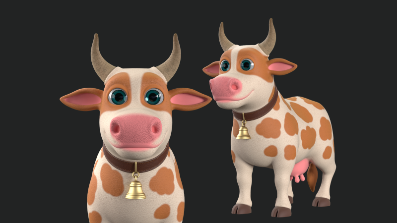 Cartoon Cow V01 Modelo 3D .c4d .max .obj .3ds .fbx .stl .blend 