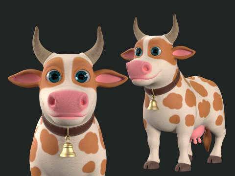 Cartoon Cow V01 Modelo 3D