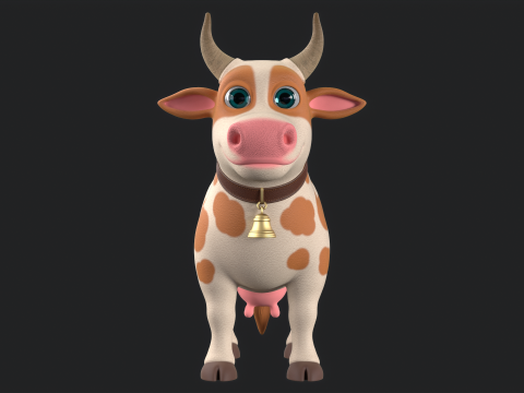 Cartoon Cow V01 Modelo 3D
