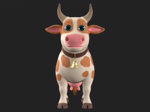 Cartoon Cow V01 3D Model