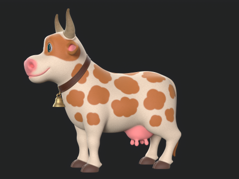 Cartoon Cow V01 Modelo 3D