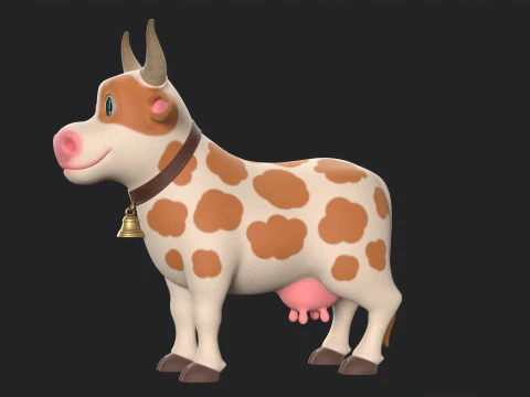 Cartoon Cow V01 3D Model