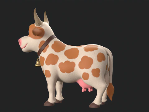 Cartoon Cow V01 3D Model