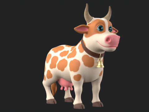 Cartoon Cow V01 3D Model