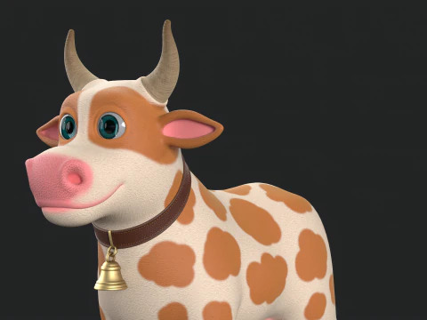 Cartoon Cow V01 3D Model