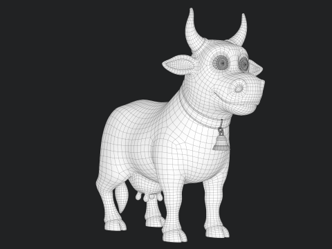 Cartoon Cow V01 Modelo 3D