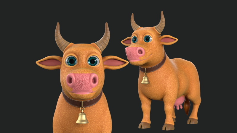 Cartoon Cow V02 Modello 3D .c4d .max .obj .3ds .fbx .stl .blend 