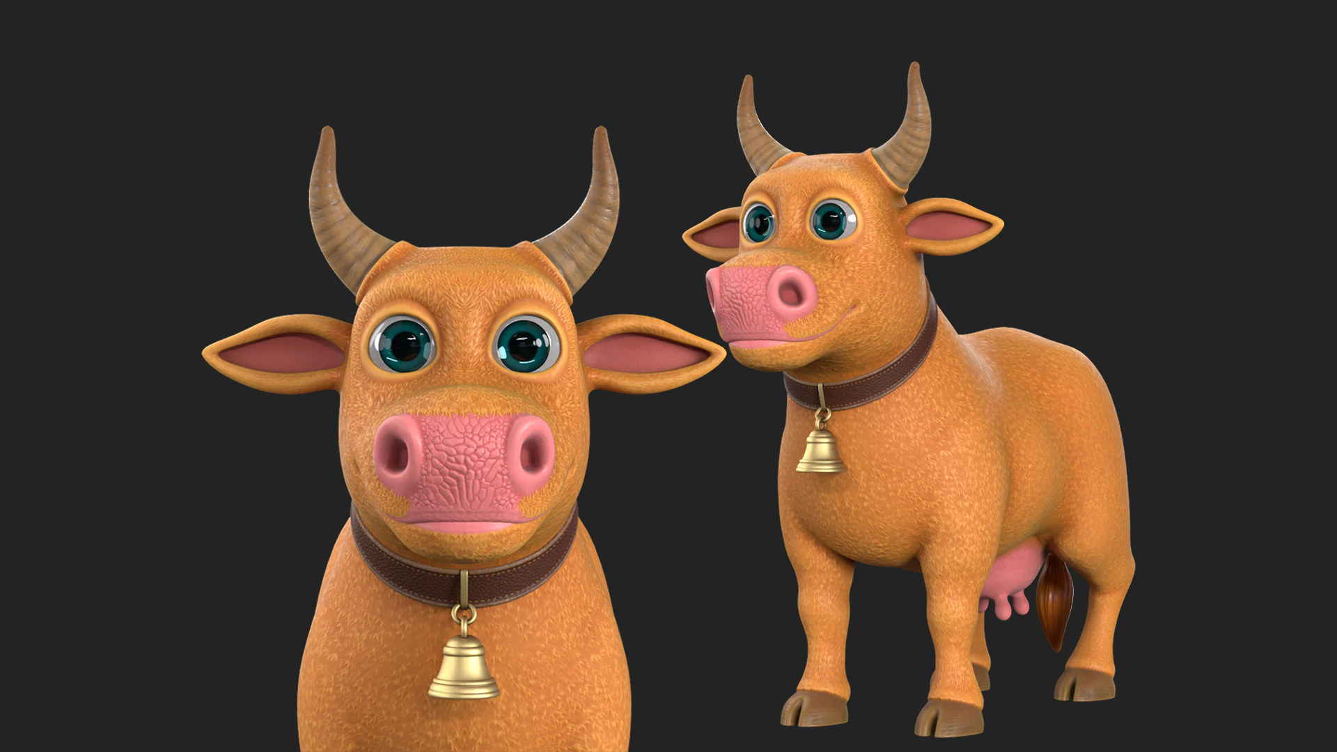 Cartoon Cow V02 3D Model .c4d .max .obj .3ds .fbx .stl .blend 