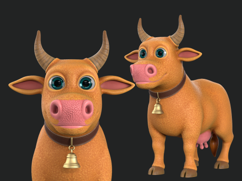 Cartoon Cow V02 Modelo 3D