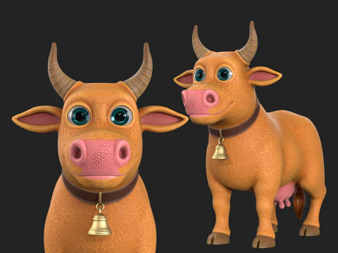 Cartoon Cow V02 3D Model
