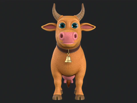 Cartoon Cow V02 3D Model
