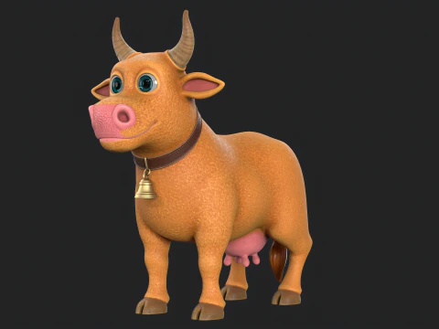 Cartoon Cow V02 3D Model