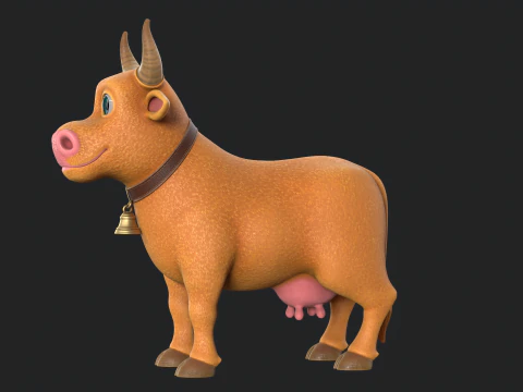Cartoon Cow V02 3D Model