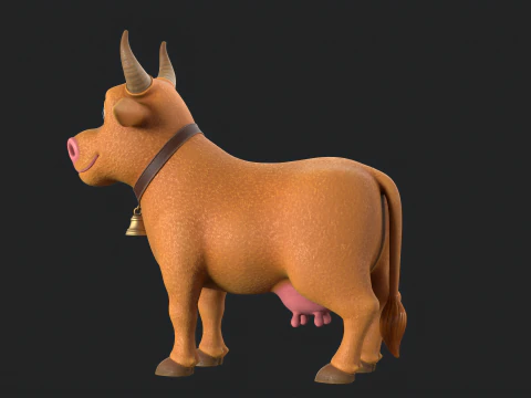 Cartoon Cow V02 3D Model