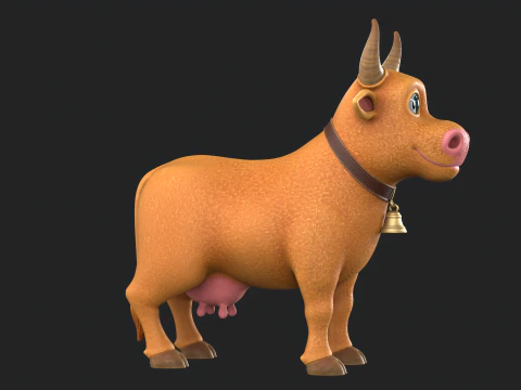 Cartoon Cow V02 3D Model