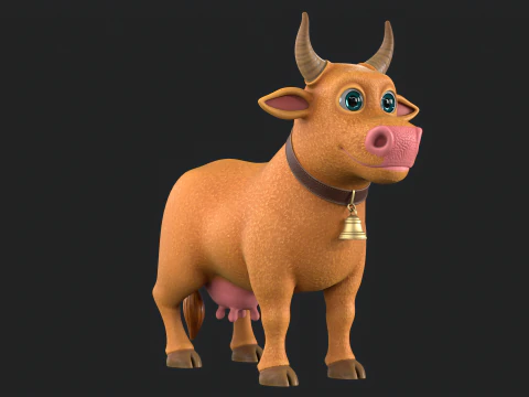 Cartoon Cow V02 3D Model