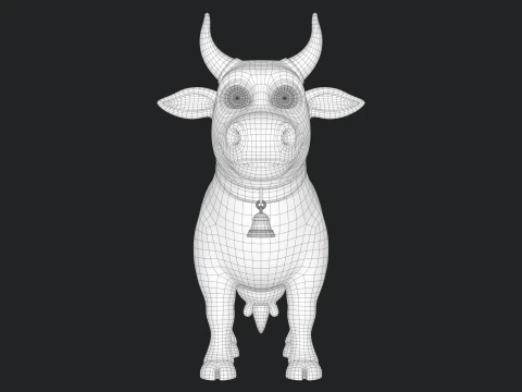 Cartoon Cow V02 3D Model