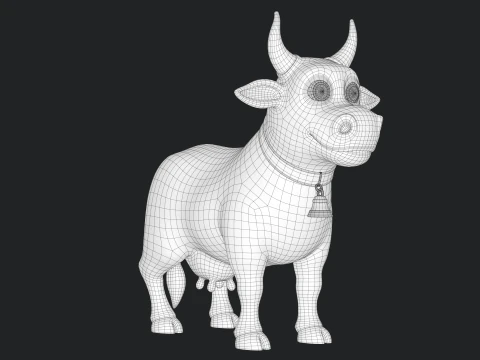Cartoon Cow V02 3D Model