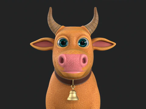 Cartoon Cow V02 3D Model