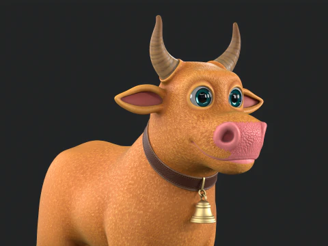 Cartoon Cow V02 3D Model