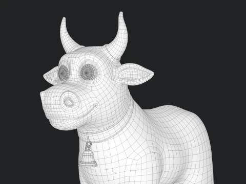 Cartoon Cow V02 3D Model