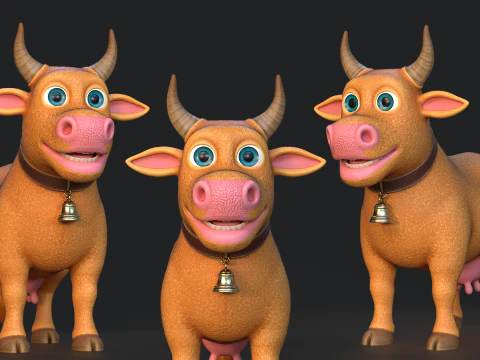 Cartoon Cow V02 3D Model