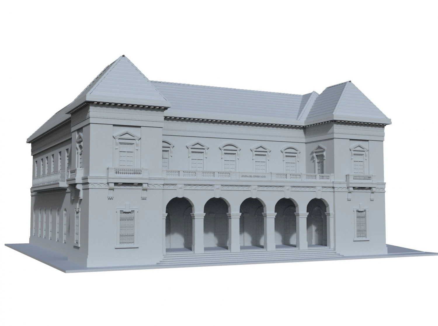 courthouse 3D Print Model .c4d .max .obj .3ds .fbx .stl .blend 