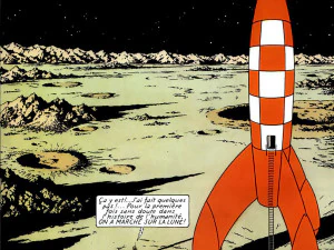 Foguete Tintin dos quadrinhos tem como alvo a Lua e o pouso na Lua Modelo de Impressão 3D