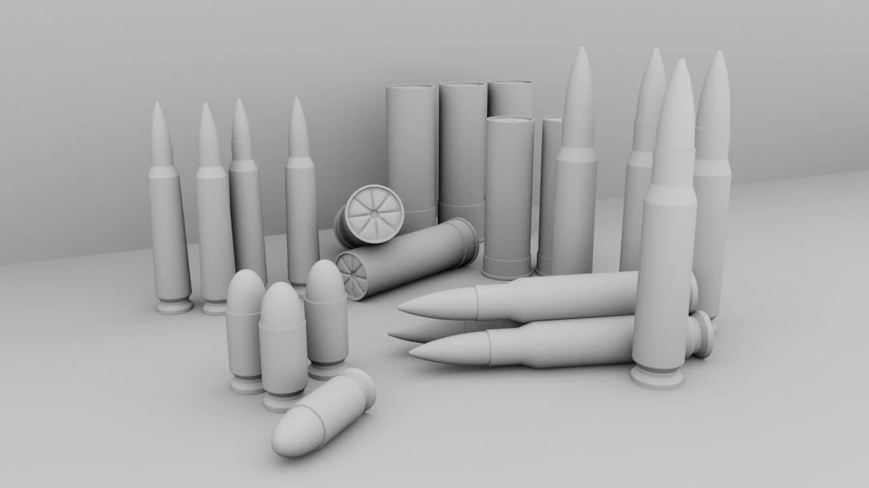 Printable bullets for a personal project 3D Model .c4d .max .obj .3ds .fbx .stl .blend