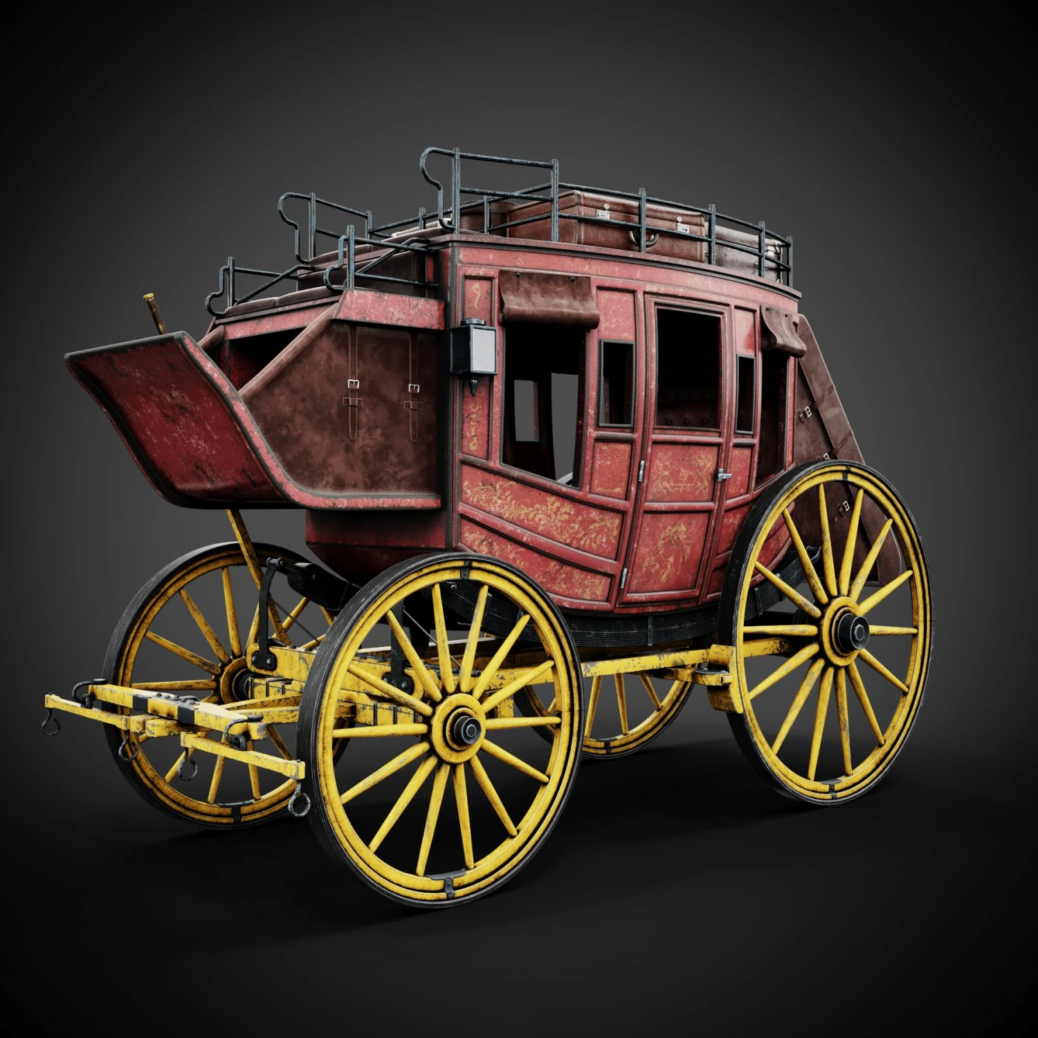 stagecoach 3D Model .c4d .max .obj .3ds .fbx .stl .blend 