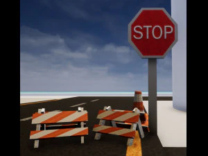 city blockade low-poly 3D Model