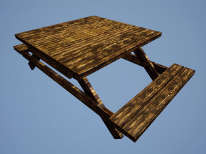 low poly wooden bench Modelo 3D