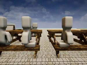 low poly wooden bench 3D Model