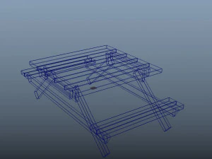 low poly wooden bench 3D Model
