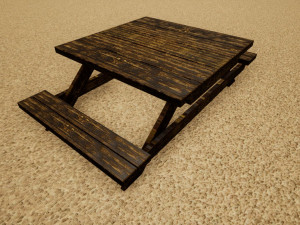 low poly wooden bench Modelo 3D