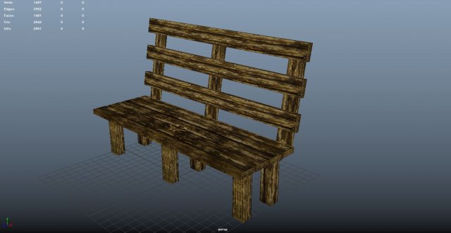 bench low poly 3D Model .c4d .max .obj .3ds .fbx .stl .blend 