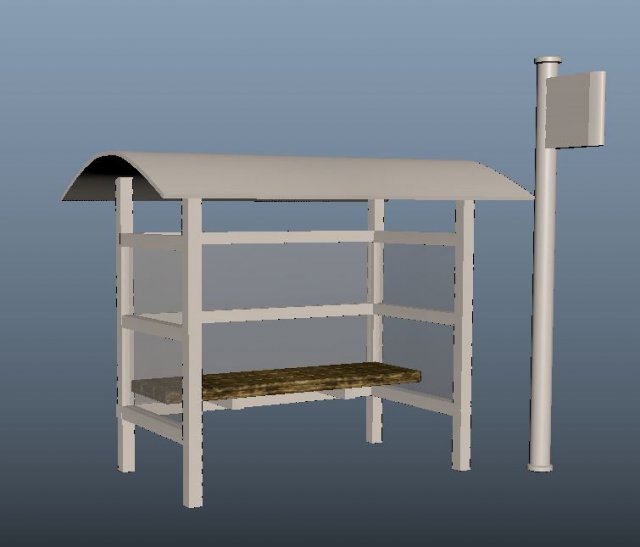 low poly bus stop 3D Model .c4d .max .obj .3ds .fbx .stl .blend 