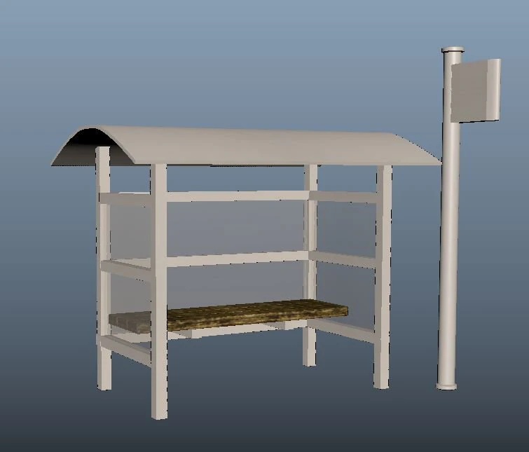 low poly bus stop 3D Model .c4d .max .obj .3ds .fbx .stl .blend