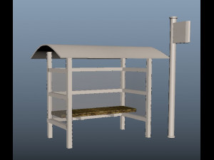 low poly bus stop 3D Model