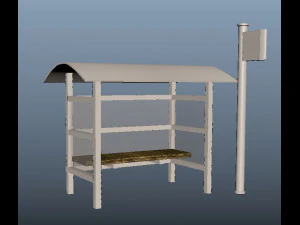 fermata dell'autobus low poly Modello 3D