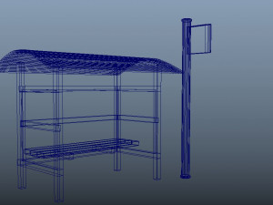 low poly bus stop 3D Model