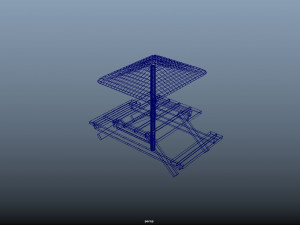 wooden bench with umbrella Model 3D