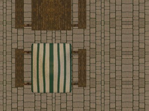 wooden bench with umbrella Model 3D