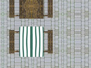 wooden bench with umbrella Model 3D