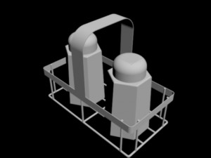 salt pepper shakers w- holder 3D Model