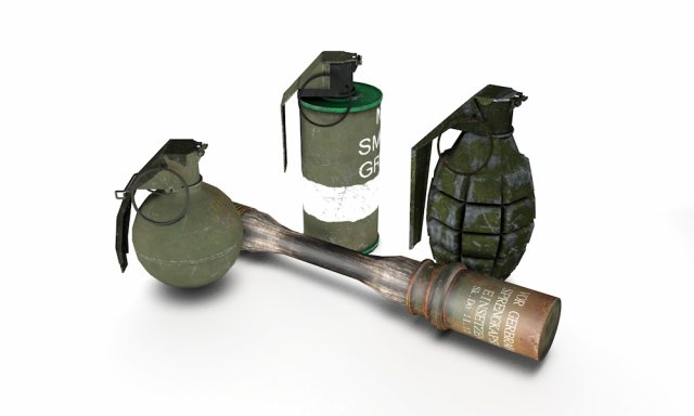 pack grenades 3D Model .c4d .max .obj .3ds .fbx .stl .blend 