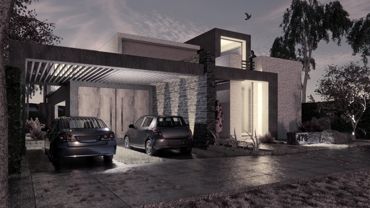 modern house minimalist 3D Model .c4d .max .obj .3ds .fbx .stl .blend 