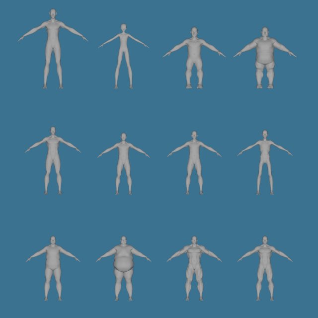 12 male mesh uv same mesh Model 3D .c4d .max .obj .3ds .fbx .stl .blend